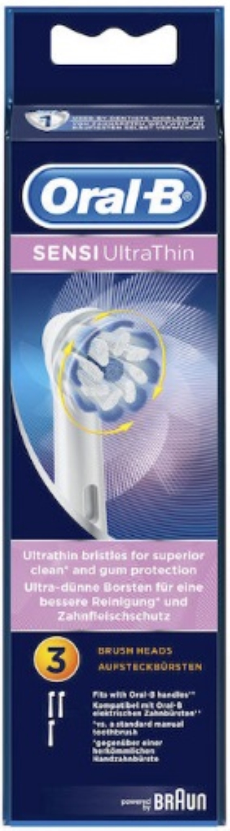 BRAUN Testine di ricarica CrossAction Ultra Thin EB603 refill per spazzolini elettrici Braun 3 pezzi